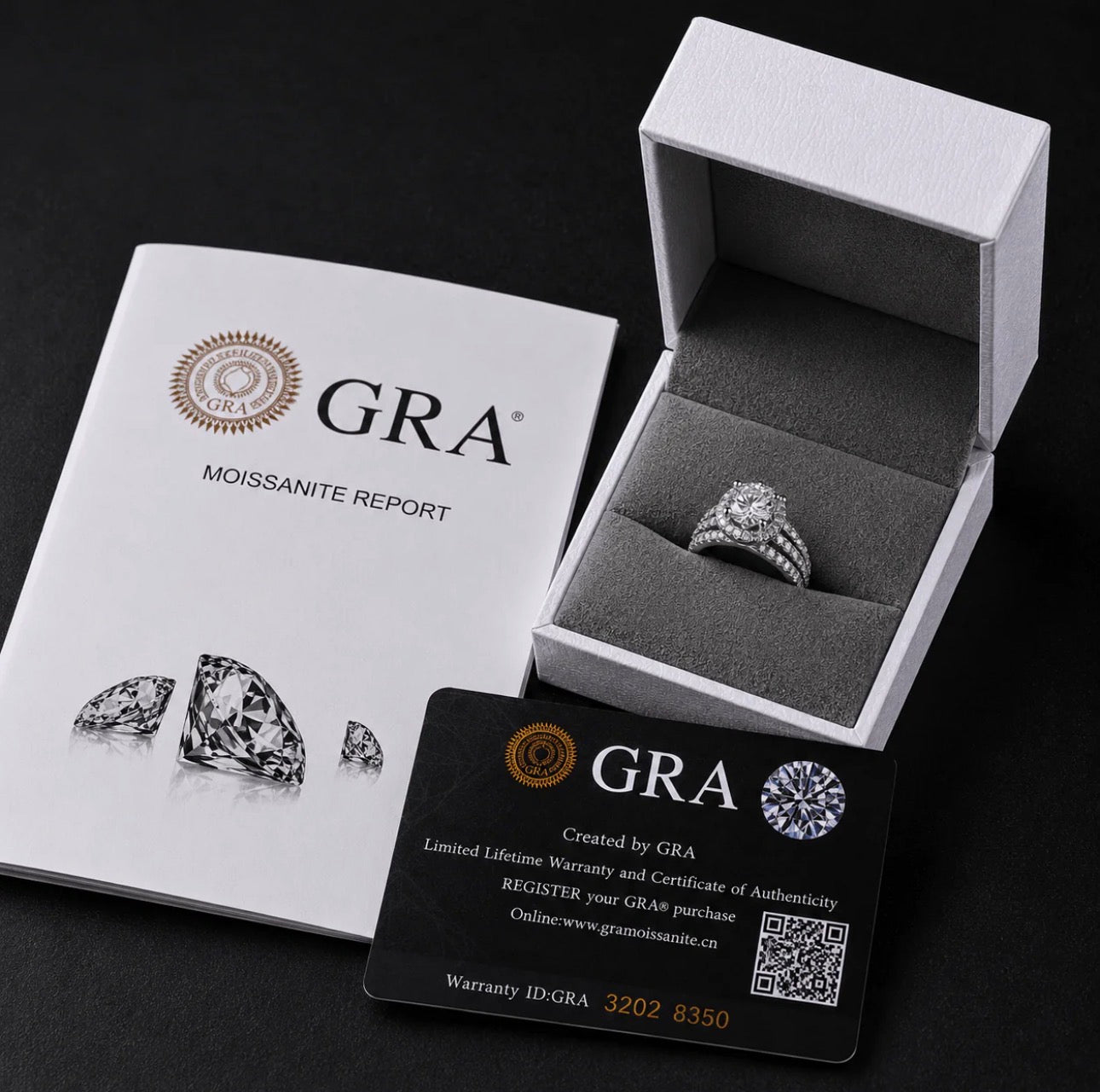 Moissanite Triple Row Ring