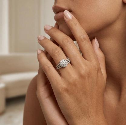 Moissanite Triple Row Ring
