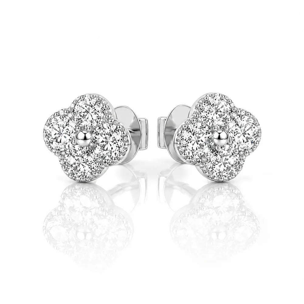Clover Halo Stud Earrings
