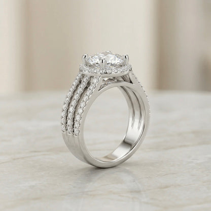 Moissanite Triple Row Ring