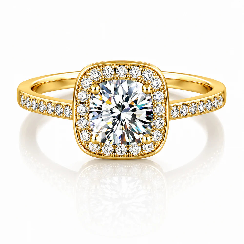 Cushion Cut Moissanite Ring